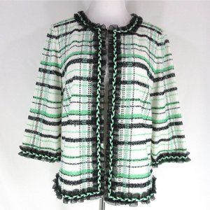 MING WANG Career Blazer Jacket L Green Black